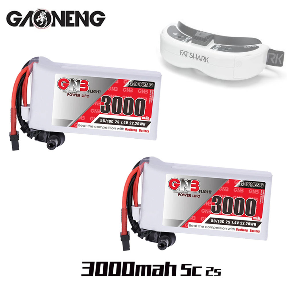 Skyzone Sky04X Pro Oled Fpv Goggles - GNB-Batterie Lipo 2S, 7.4V, 3000mAh, 5C/10C,