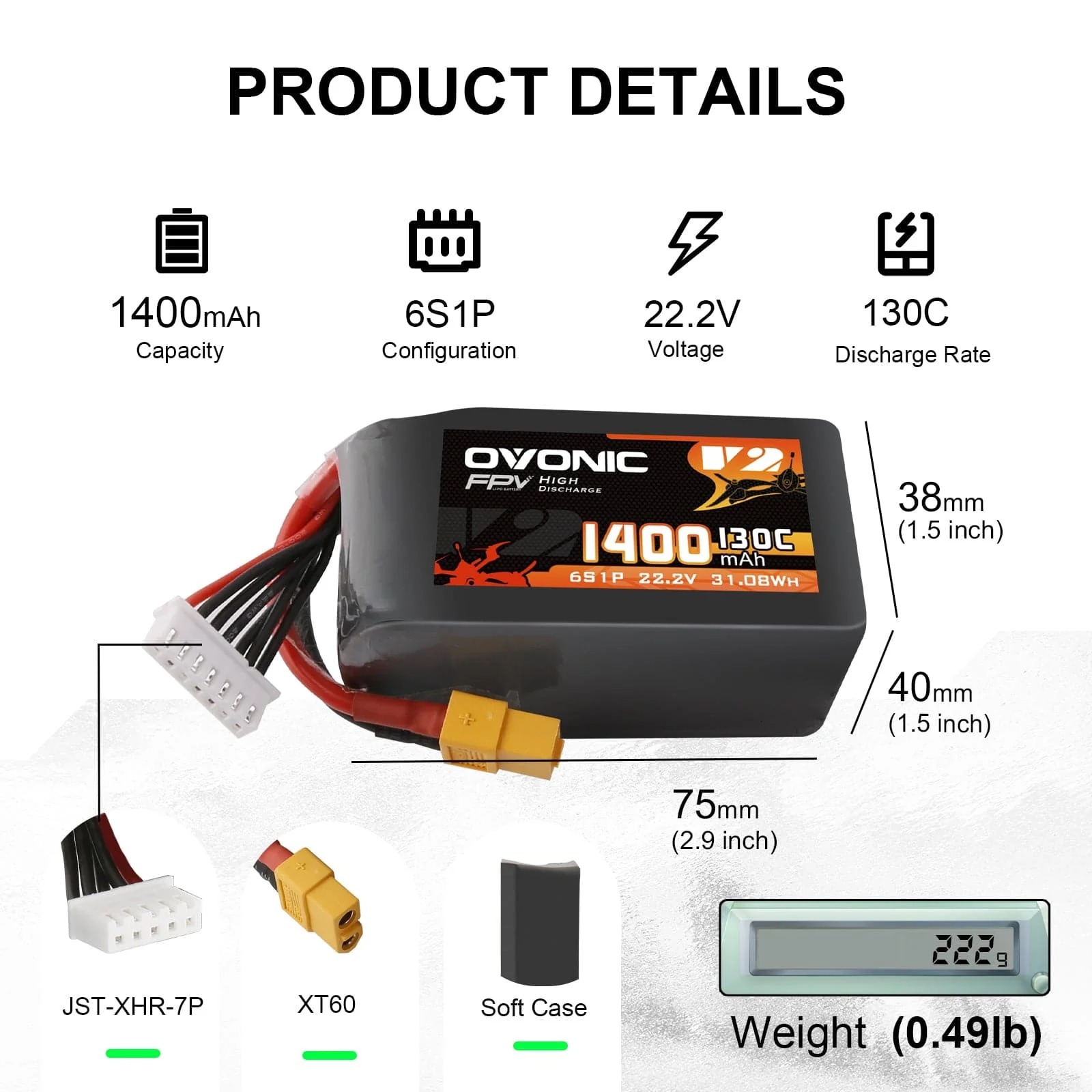 Batterie LiPo Ovonic 6S 22,2V  - Walksnail Avatar Hd Goggles X avis et prix